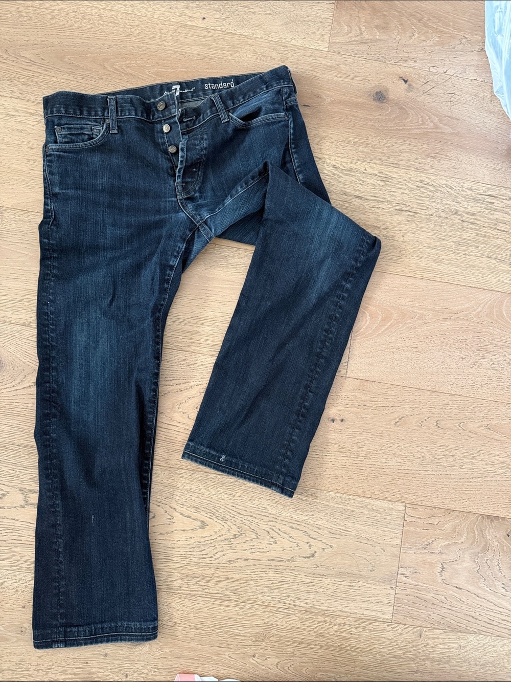 7 For All Mankind Men's Dark Indigo Straight Jeans
